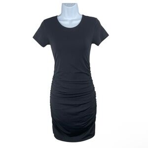 Babaton Black Contour Ruched Covet Short Sleeve Bodycon T-Shirt Dress